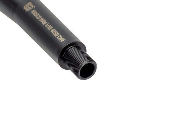 The Rosco Manufacturing Bloodline AR15 9mm barrel is threaded 1/2x28 for muzzle devices